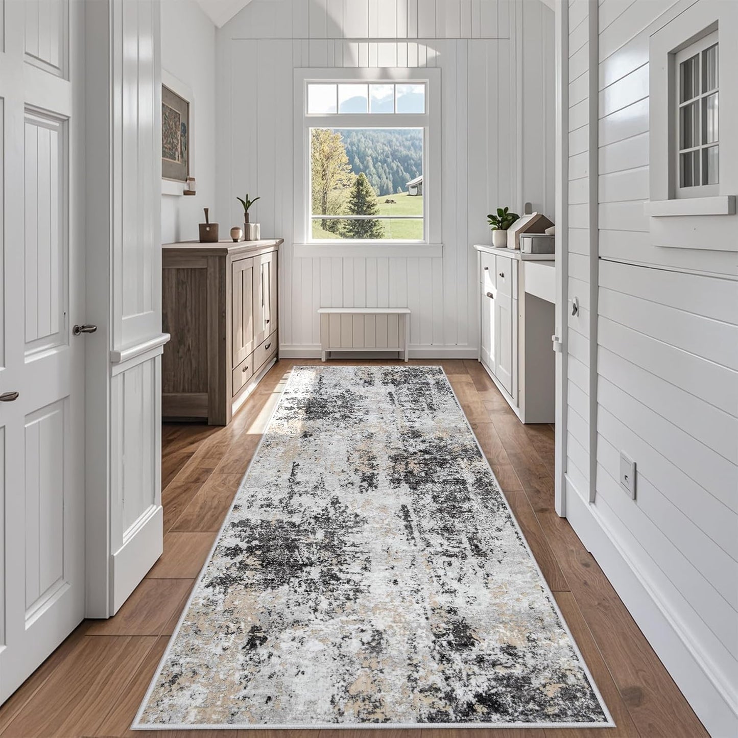 8x10 Area Rugs for Living Room Rug Washable: Abstract Large Rug for Dining Room Bedroom Carpet Non Slip 8 by 10 Indoor Modern Nursery Home Office Blue Grey