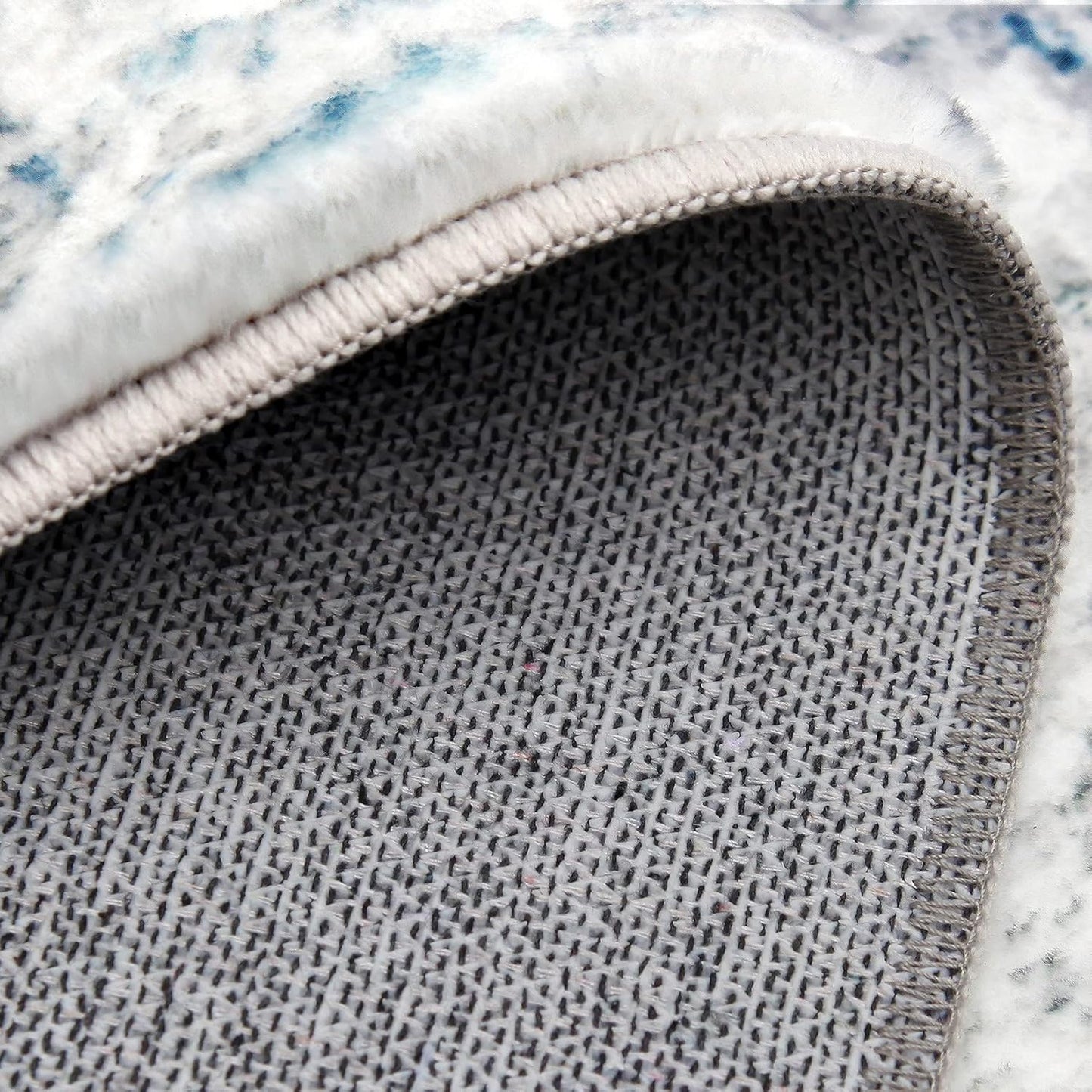 Area Rug Living Room Rugs: 8x10 Large Soft Indoor Carpet Modern Abstract Rug with Non Slip Rubber Backing for Under Dining Table Nursery Home Office Bedroom White Gray Blue