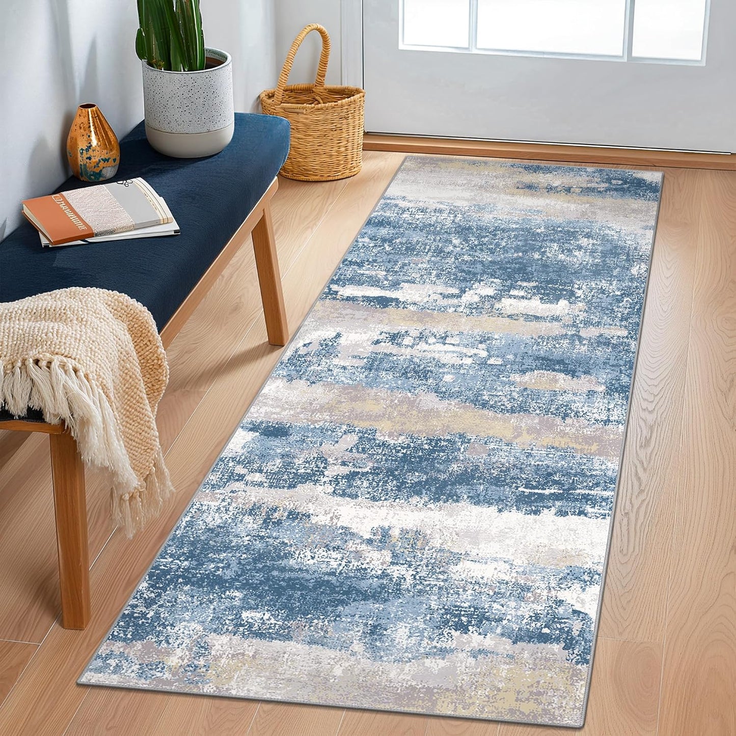 Area Rugs 5x7 for Living Room Bedroom, Modern Abstract Machine Washable Large Light Green Rug Soft Rug, Low Pile Floor Carpet with Non Slip Backing for Dining Room