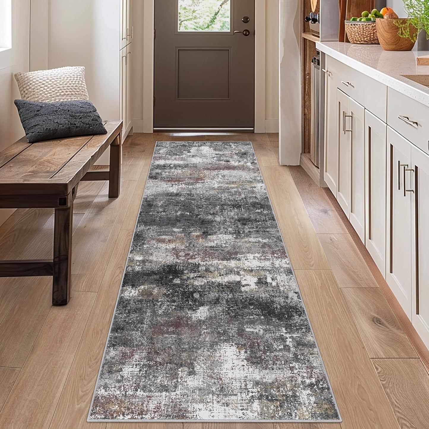 Area Rugs 5x7 for Living Room Bedroom, Modern Abstract Machine Washable Large Light Green Rug Soft Rug, Low Pile Floor Carpet with Non Slip Backing for Dining Room